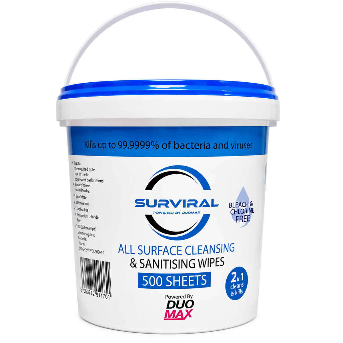 Surface Wipes Tub of 500 — Fragrance Free, Bulk, Clearance